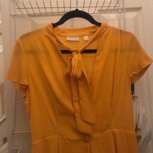 Yellow A line button down dress